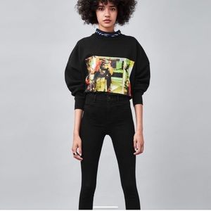 Zara Black hi rise super elastic jeans